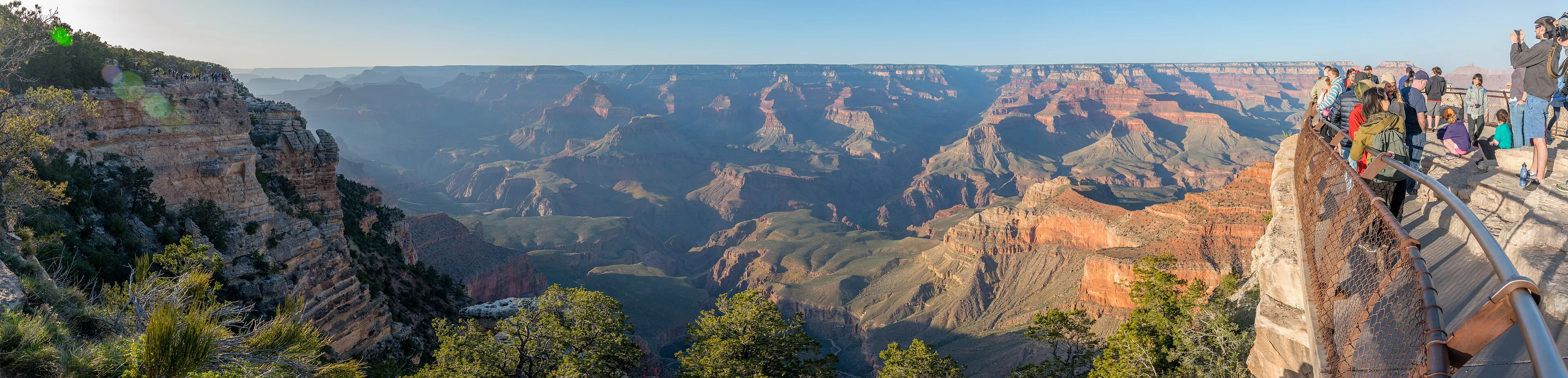 Layered red and ochre cliffs across the Grand Canyon